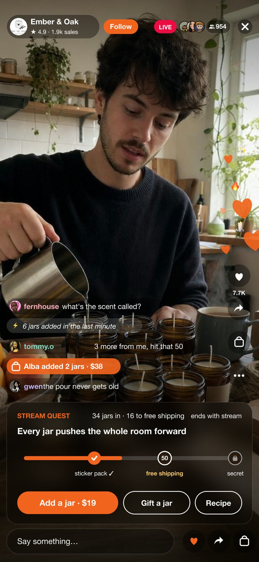 Stream quest: a candle maker's room unlocks free shipping together, jar by jar
